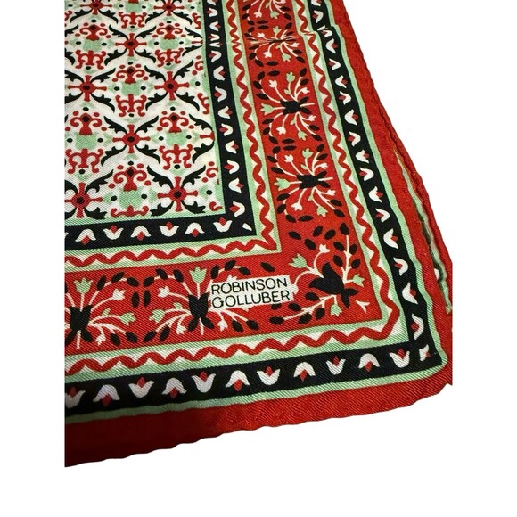 Robinson Golluber Square Scarf Red Khaki Black Green - Picture 2 of 4